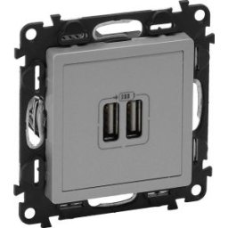 Kettős USB töltőaljzat 5V 1500 mA VALENA LIFE Alumínium 753312