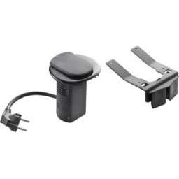 Összeszerelt Asztali Kábelrendező 2P+F Csatlakozóaljzattal És Usb Telefontöltővel, Fekete Keret És Mechanizmus, 1X2P+F Csatlakozóaljzat Burkolattal, 1X Usb , 2 M Tápkábellel 2P+F Csatlakozódugóval 054086