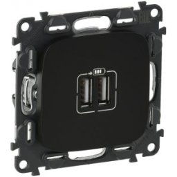 Valena Allure Kettős Usb Töltőaljzat, Burkolattal, Fekete 754998