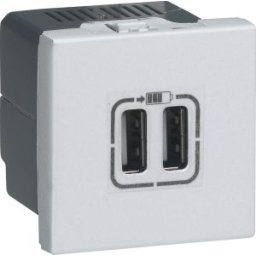 Program Mosaic Kettős Usb Töltő Aljzat, 1500 Ma, 2 Modulos, Alumníium 079394