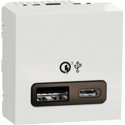 UNICA USB gyorstöltő A+C 18W aljzat 2 modulos Fehér