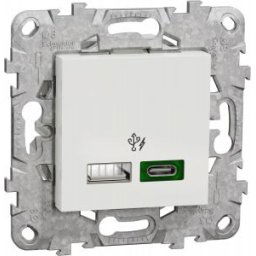 UNICA USB gyorstöltő A+C 45W Fehér 2 modulos