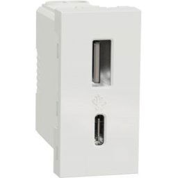 UNICA USB töltő A+C 15W aljzat 1 modulos Fehér