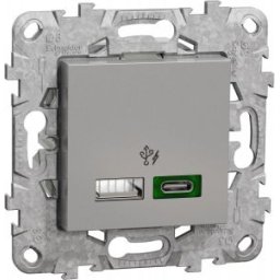 UNICA USB gyorstöltő A+C 45W Alumínium 2 modulos
