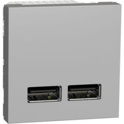 UNICA USB töltő 1A aljzat 2 modulos Alumínium
