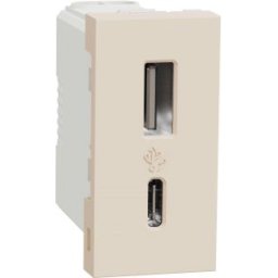 UNICA USB töltő A+C 15W aljzat 1 modulos Bézs