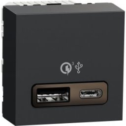 UNICA USB gyorstöltő A+C 18W aljzat 2 modulos Antracit