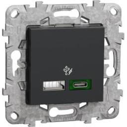 UNICA USB gyorstöltő A+C 45W Antracit 2 modulos