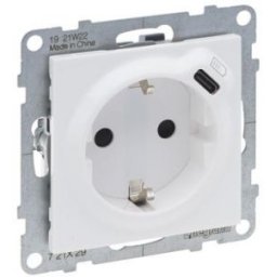 SUNO 2P+F + USB-C csatlakozóaljzat Rugós bekötés Fehér 721129