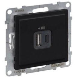 SUNO USB töltő A+C 15W aljzat Fekete 721430
