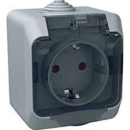 CEDAR PLUS Csatlakozó aljzat 2P+F biztonsági zsaluval 16A IP44 Szürke, Átlátszó WDE000643