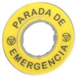Harmony sárga köralakú felirati tábla, Ø60, vészleállítóhoz, logóval, PARADA DE EMERGENCIA