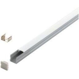 Led profil (Takaró búrával) Alumínium, Műanyag H:16mm L:1m W:17mm Ezüst