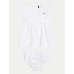 Tommy Hilfiger Nyári ruha Broderie KN0KN01803 Fehér Regular Fit