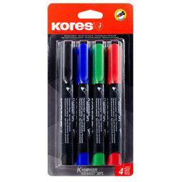 KORES Alkoholos marker készlet, 3 mm, kúpos, KORES "ECO K-Marker XP1", 4 különböző szín