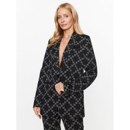 KARL LAGERFELD Zakó Embellished Logo 236W1400 Fekete Regular Fit