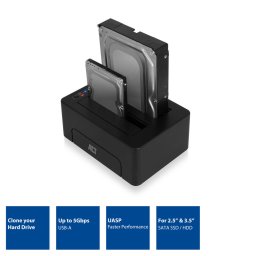 2.5" 3.5" HDD SSD duális dokkoló USB3.2 Gen1 fekete ACT (AC1504)