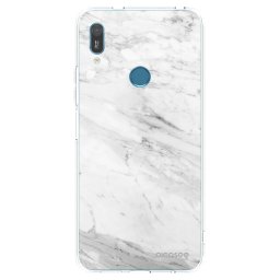Átlátszó szilikon tok az alábbi mobiltelefonokra Huawei Y6 2019 - White marble