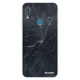 Átlátszó szilikon tok az alábbi mobiltelefonokra Huawei Y6 2019 - Black marble