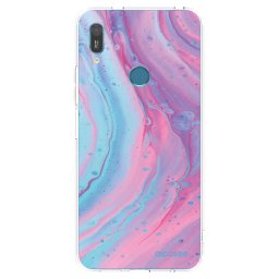 Átlátszó szilikon tok az alábbi mobiltelefonokra Huawei Y6 2019 - Pink liquid