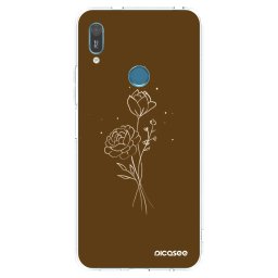 Átlátszó szilikon tok az alábbi mobiltelefonokra Huawei Y6 2019 - Brown flowers
