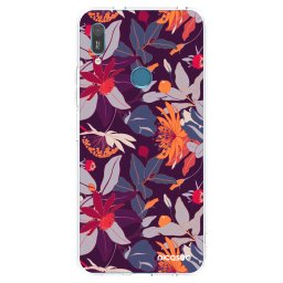 Átlátszó szilikon tok az alábbi mobiltelefonokra Huawei Y6 2019 - Purple Leaf