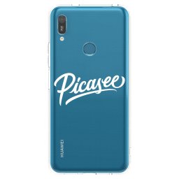 Átlátszó szilikon tok az alábbi mobiltelefonokra Huawei Y6 2019 - Picasee - old logo - white