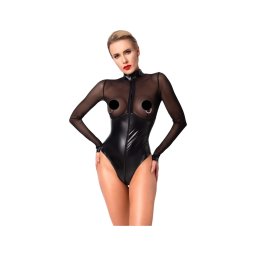 Noir - fényes body átlátszó betéttel (fekete)