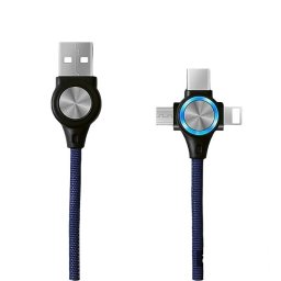 Töltő- és adatkábel 3 az 1-ben Micro USB, iPhone Lightning, USB-C