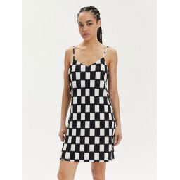 Vans Nyári ruha Benton Checker Cami Dress VN000GB3 Fekete Slim Fit