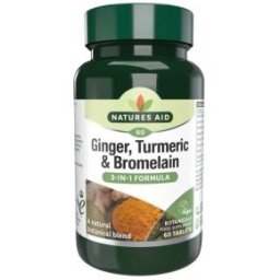 Natures Aid Gyömbér-Kurkuma-Bromelain tabletta - 60db