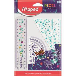 MAPED Vonalzókészlet, műanyag, törhetetlen, 3 darabos, MAPED "Pixel Party Twist'n Flex"
