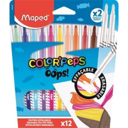 MAPED Filctoll készlet, 3,6 mm, törölhető, MAPED "Color'Peps Oops!", 10+2 különböző szín