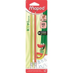 MAPED Írástanuló grafitceruza radírral, HB, háromszögletű, MAPED "Kidy Learn", 2 darab