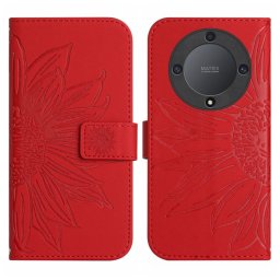 ART SUN FLOWER Pénztárca tok pánttal Honor Magic5 Lite piros