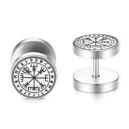 Acél Vegvísir iránytű viking fülbevaló