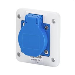 GEWISS - HT háztartási kék pce dugalj beépíthető 16A 230V 2P+F SCHUKO IP54 85x75 GW62392