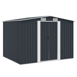 vidaXL antracitszürke acél kerti fészer 257 x 205 x 178 cm