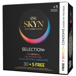 Skyn - Selection+ latexmentes óvszer, változatos tulajdonságokkal (30+5 darab)