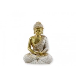 Buddha fehér/arany A 18cm 04776