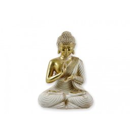 Buddha fehér/arany B 21cm 04777