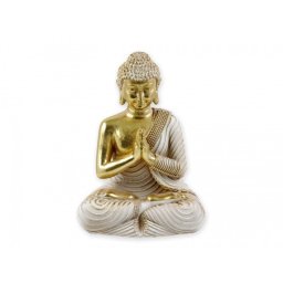 Buddha fehér/arany C 24cm 04778