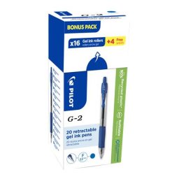 PILOT Zseléstoll, 0,25 mm, nyomógombos, PILOT "G-2, Bonus Pack", kék
