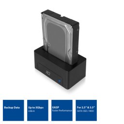2.5" 3.5" HDD SSD dokkoló USB3.2 Gen1 fekete ACT (AC1500)
