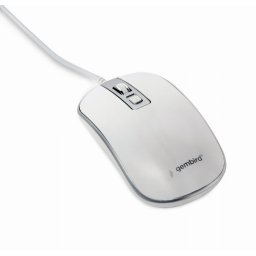 GEMBIRD egér MUS-4B-06-WS, vezetékes, optikai, USB, fehér/ezüst színű