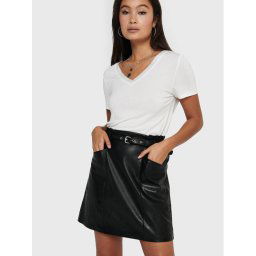 ONLY Műbőr szoknya Heidi 15229099 Fekete Regular Fit
