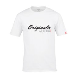 Dressa Originals feliratos környakú rövid ujjú pamut póló - fehér
