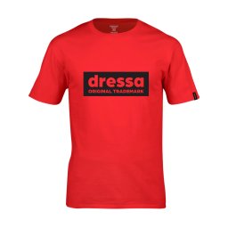 Dressa Inverse feliratos környakú rövid ujjú pamut póló - piros