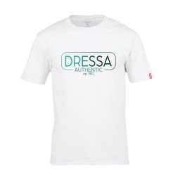 Dressa Authentic feliratos környakú rövid ujjú pamut póló - fehér