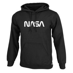 Nasa Worm nagyméretű kenguruzsebes pamut kapucnis pulóver - fekete